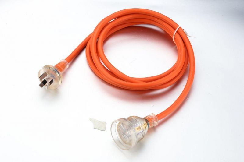 Australia Transparent Three Pins Extension Cord with SAA Certification