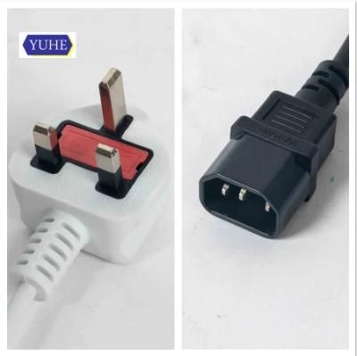 Asta Approval BS1363 British 3 Lead White Black Fused Plug 0.5 0.75 mm C14 Comnector Power Cable