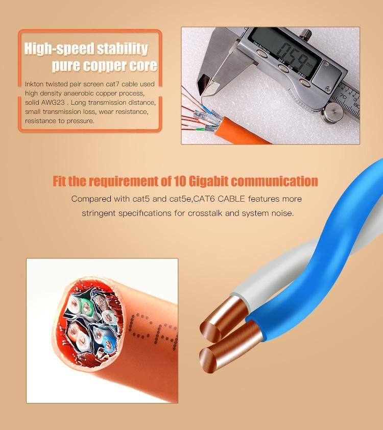 Fast Transmission S/FTP CAT6 23AWG Ethernet LAN Cable for Internet