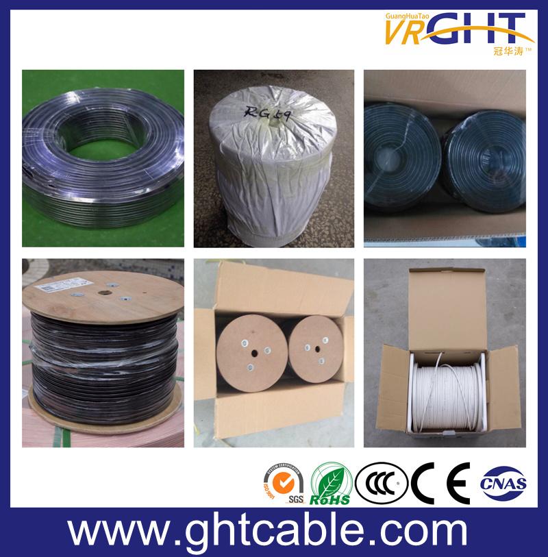 0.9mmccs, 4.8mmfpe, 64*0.12mmalmg, Od: 6.8mm Black PVC Coaxial Cable RG6