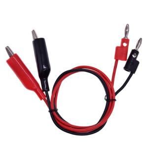 Nuelead Red Black 1m 4mm Mini Stacking Banana Plug to Alligator Clip Cable Mini Banana Plug Test Lead