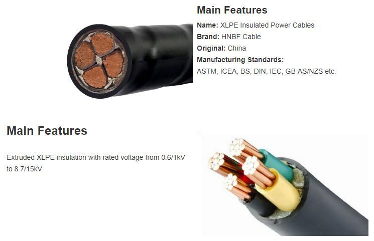0.6/1kv Electric Aluminum Conductor PVC/XLPE/PE Insulated PVC Sheathed Low/Medium Voltag Electrical Power Cable