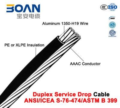 Duplex Service Drop Cable with AAAC Neutral, Twisted 600 V Duplex (ANSI/ICEA S-76-474)