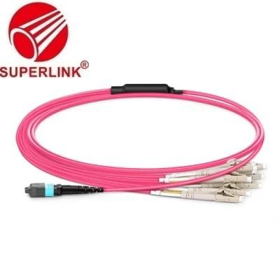 1m (3FT) MTP 16 APC (Female) to 8 LC Upc Duplex Om4 Multimode Elite Breakout Cable Patch Cord