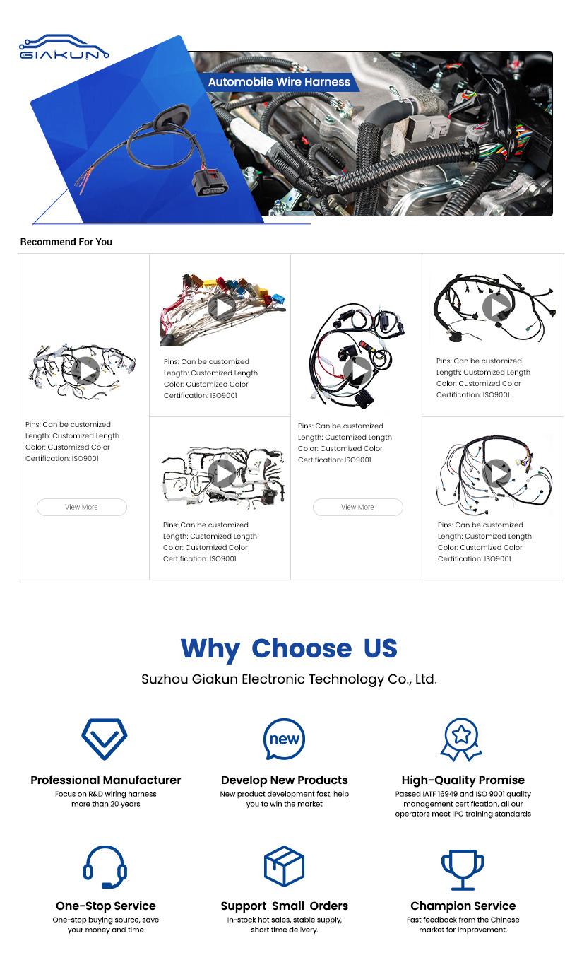 Giakun China Automotive Harness Supplier Signal Wiring Harness Custom 12V Horn Electronic Wiring Cable Wire Harness for Automotive