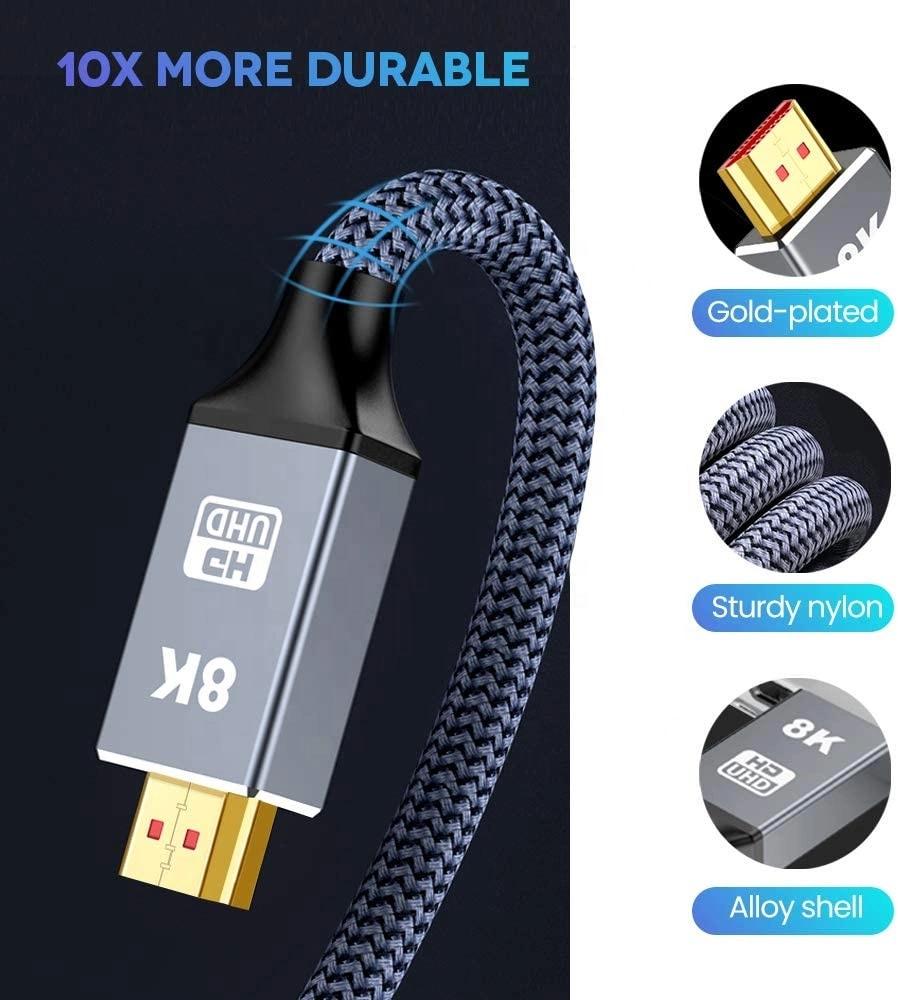Speed HDMI Cable 8K 60Hz Up to 10K 120Hz HDMI2.1 Version 2 Meter/6.56 Feet Black Male-Male