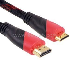 Braided Mini HDMI to HDMI 19pin Cable (Gold Plated) (KPC-1017)