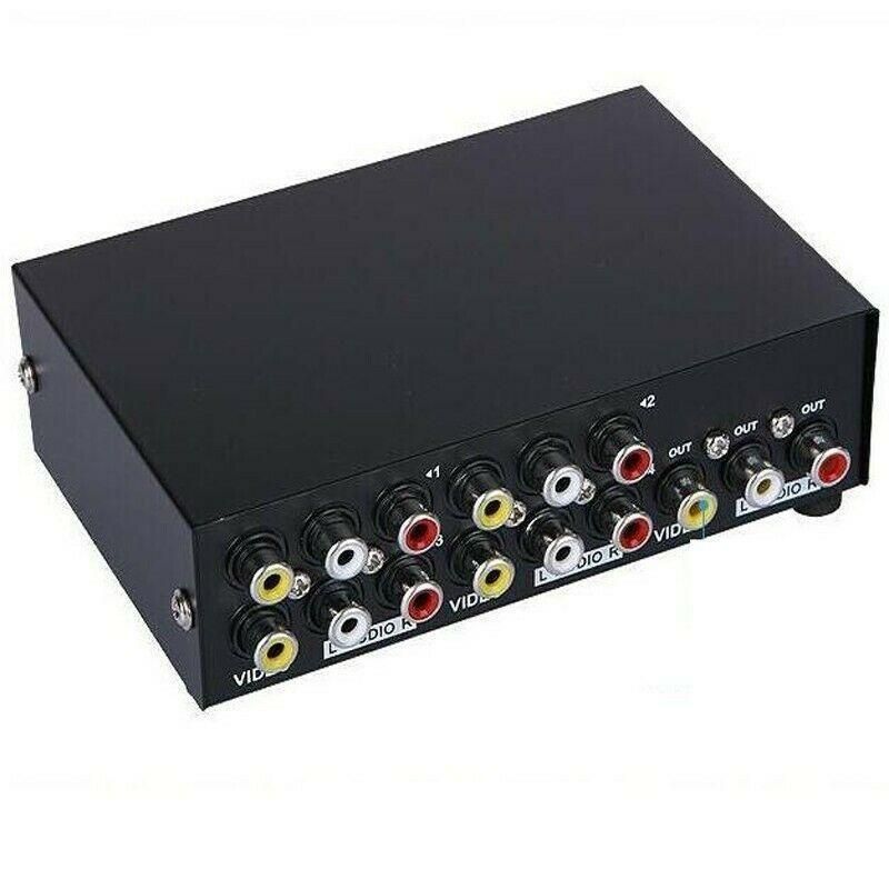 4 Port AV RCA Switch 4 in 1 out Composite Video L/R Selector Box for DVD Player