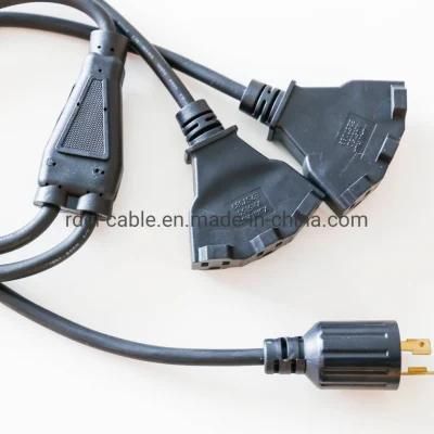 Power Extension Cord/Splitter, NEMA L5-30p to 2X NEMA L5-30r Y Splitter,