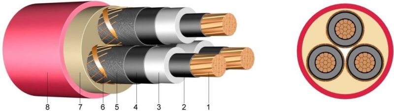 BS6622 & IEC60502 18/30 (36) Kv XLPE Insulated PVC Sheathed Power Cable 3X185mm2