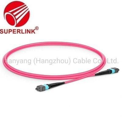 2m (7FT) MTP PRO-12 Male to MTP PRO-12 Male Om4 Multimode Elite Trunk Cable 12 Fiber Type B Plenum (OFNP) Magenta