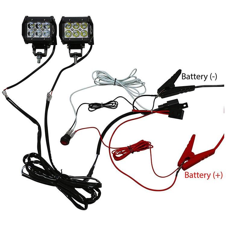 Custom Car Fog Spotlight Wiring Assembly Auto LED Working Light Long Lamp Wiring Harness