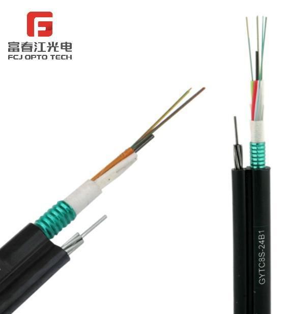 Fcj Good Price OEM Round Wire Aerial Fiber Optical Cable GYTC8S with Corrugated Steel Tape Armourd and Stranded Loose Tube Self-Supporting