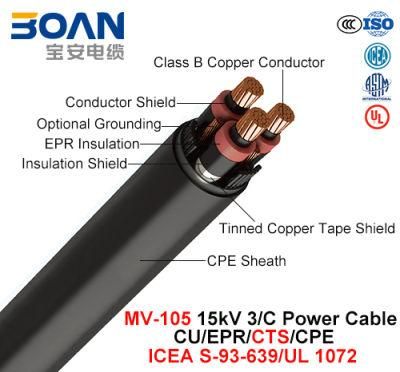 Mv-105, Power Cable, 15 Kv, 3/C, Cu/Epr/Cts/CPE (ICEA S-93-639/NEMA WC71/UL 1072)
