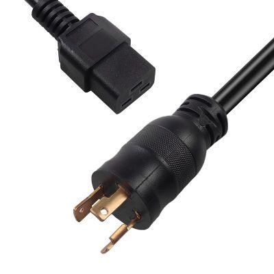 High Current 30A 250V NEMA L5-30p Locked Plug to IEC320 C19 Power Cord Extension Cable