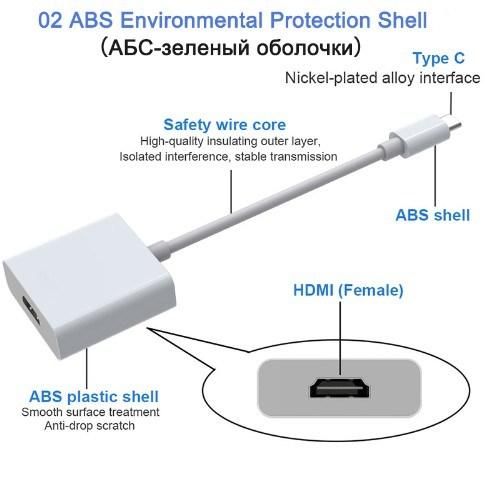 USB 3.1 Type C Male to HDMI Female Adapter Cable Converter (C-HDMI-01A)