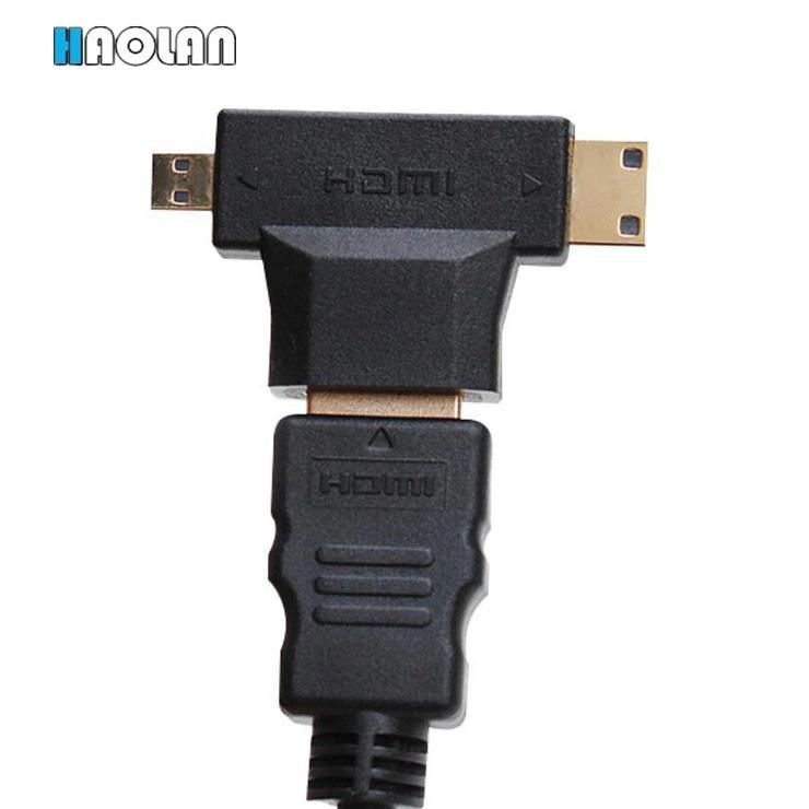 Black 3 in 1 HDMI to Micro/Mini HDMI Adapter