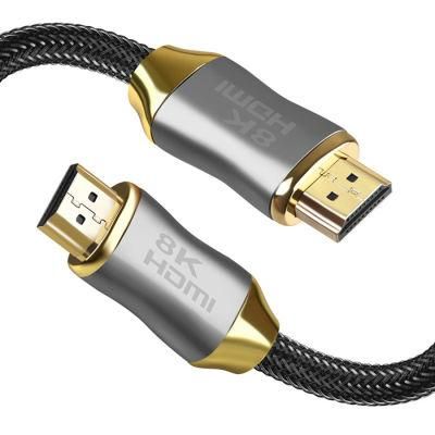 Metal Shell Nylon Braided Multiple Shielding Braid Gold Plated Bare Copper 48Gbps 2.1V 8K60Hz HDMI 2.1 Certified Cable For PS5