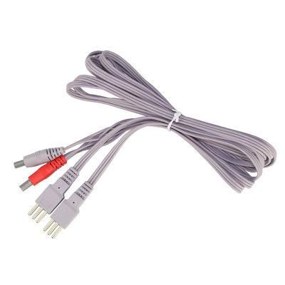 2 in 1 Electrode Lead Wires/2 Buttons Tens Lead Wire Snap 3.5mm and DC 2.35mm