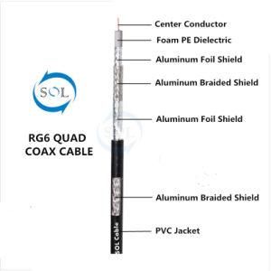 75ohm CATV Communication Super Shield RG6 Coaxial Cable (Quad)