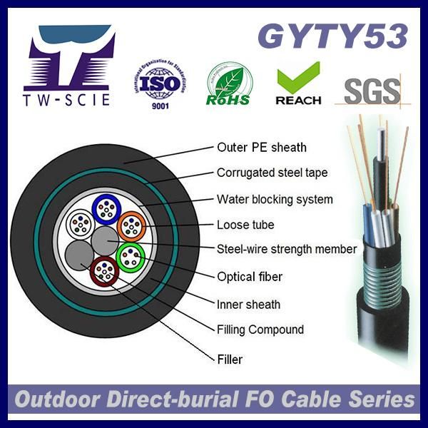 Double Sheath Armored Burial Optical Fiber Cable (Model: GYTY53)