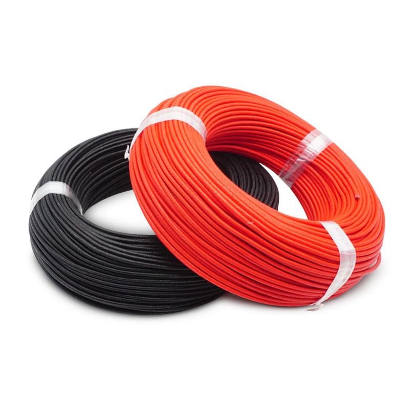 Silicone Insulated Glass Fiber Braided High Temperature Cable 1.0mm Flexible Tinned Cooper Core White and Red Uesd in Microwave