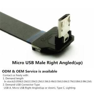 Xaja 5/10/15/20/30cm Flexible Slim Flat FFC USB Micro Cable Down Right Angled Male Micro USB Bottom Ultra Thin Angle Cable