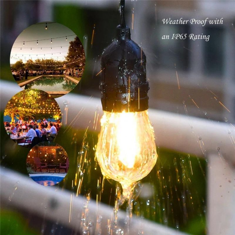 S14 Vintage Edison Bulbs 48FT Commercial Garden Xmas Party Patio Light Waterproof IP65 LED Outdoor String Lights