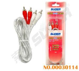Suoer 1.5m AV Cable Transparent Wire 2 RCA to 2 RCA Male to Male Media Cable