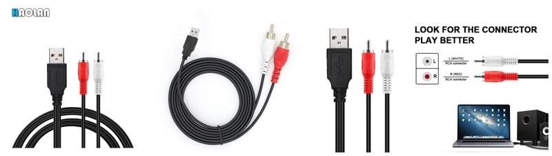USB to 3RCA Cable, 1FT USB Male to 3 RCA Female Jack Splitter Audio Video AV Composite Adapter Cable for TV/PC