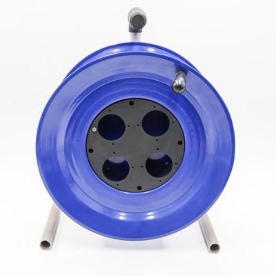 Iron Cable Reel Electrical Cable Reel Stands with 4X Germany IP44 Sockets Cover 16A