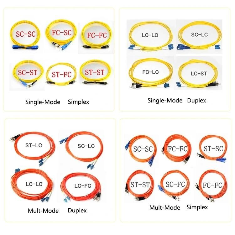 High Quality Low Price Low Insertion Loss G652D/G657A1 Singlemode Duplex LC/Upc-FC/Upc Fibre Optic Jumper Optical Fibre Patch Cord, 2.0mm/3.0mm, 1meter