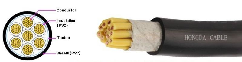 Tfr-Cvvs 0.6/1kv PVC Insulated Copper Conductor Kvv Cvv Control Cable 2.5mm 4mm
