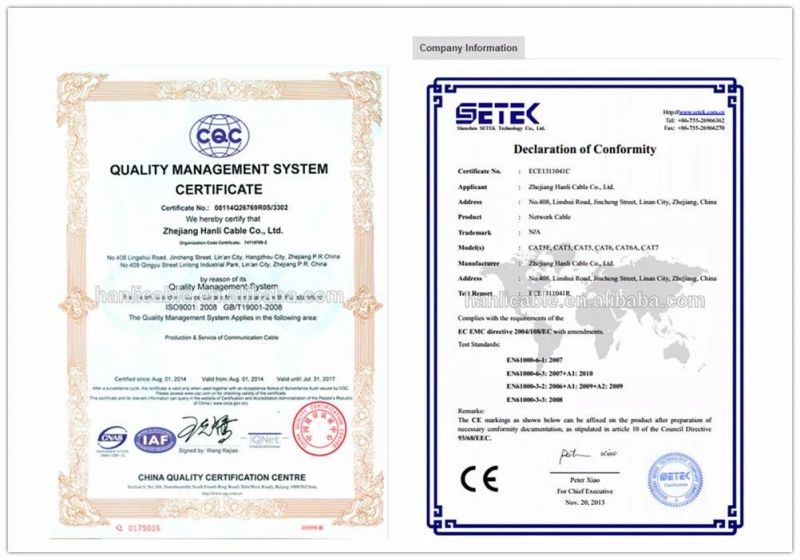 8 Number of Conductors CAT6 FTP Network Cable Bc/CCA