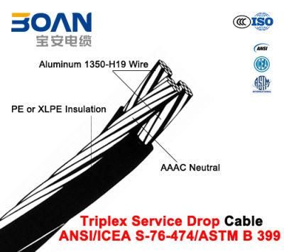 Triplex Service Drop Cable with AAAC Neutral, Twisted 600 V Triplex (ANSI/ICEA S-76-474)