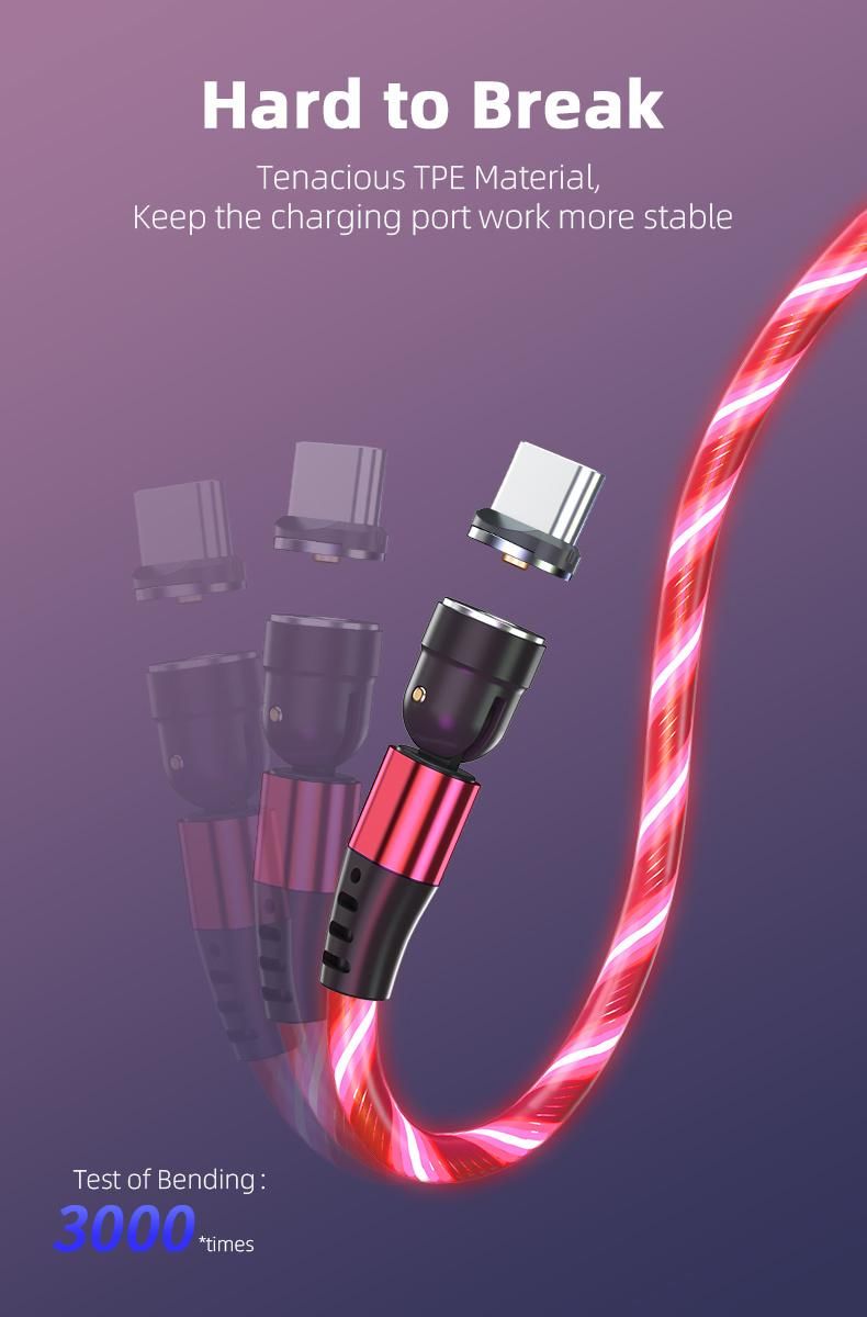 Hot Sale 3 in 1 2A Cable USB Fast Charger Magnetic Cable Type C Charging Magnetic Cable for Android iPhone