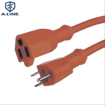 UL Approved PVC Insulated Orange 3 Pin Power Extension Cord