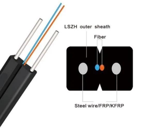 High Quality Duplex Indoor 4 Steel Wire FTTH Drop Cable Gjxh/GJXFH Cable Bow-Type Drop Optical Fiber Cable