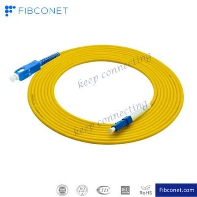 FTTH Single Mode 9/125 Simplex LC/Upc - Sc/Upc PVC LSZH Fiber Optic Patch Cord