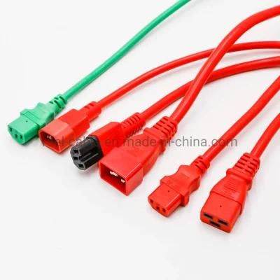 IEC 60320 Power Cords - C20 Plug to C19 Connector, Red, 20A, 250V, 14/3 Sjt Red