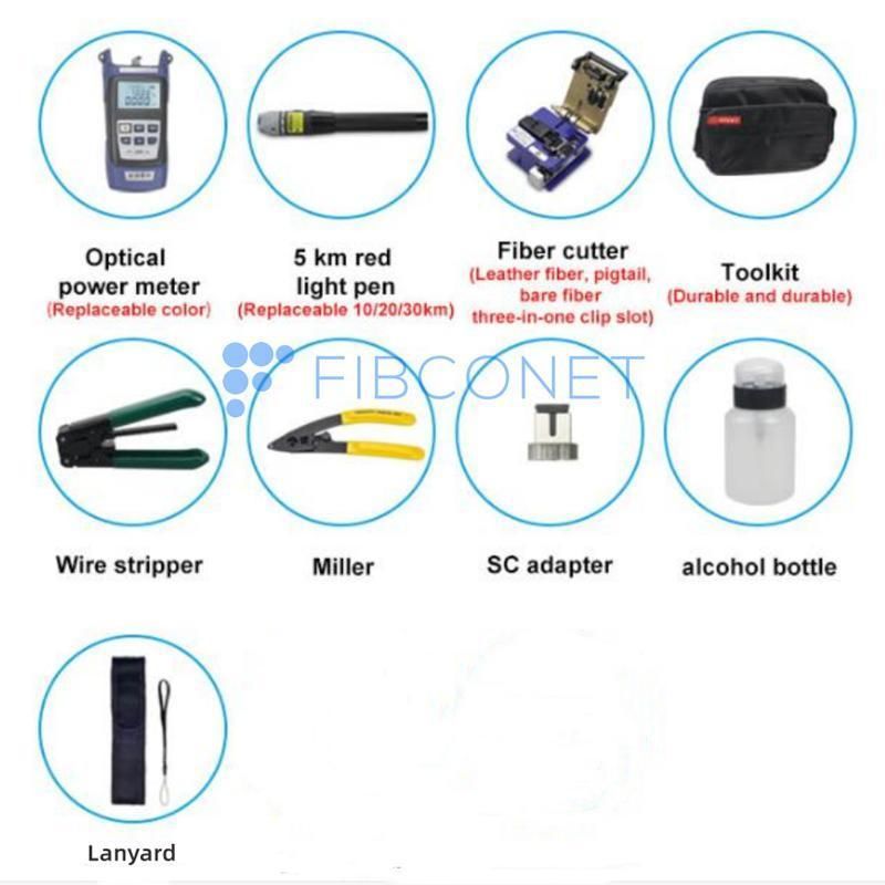 FTTH Fiber Optic Equipment Optical Cable Stripper Alcohol Bottle Splicing Fusion Splicing Set Tool Kit for Full Version