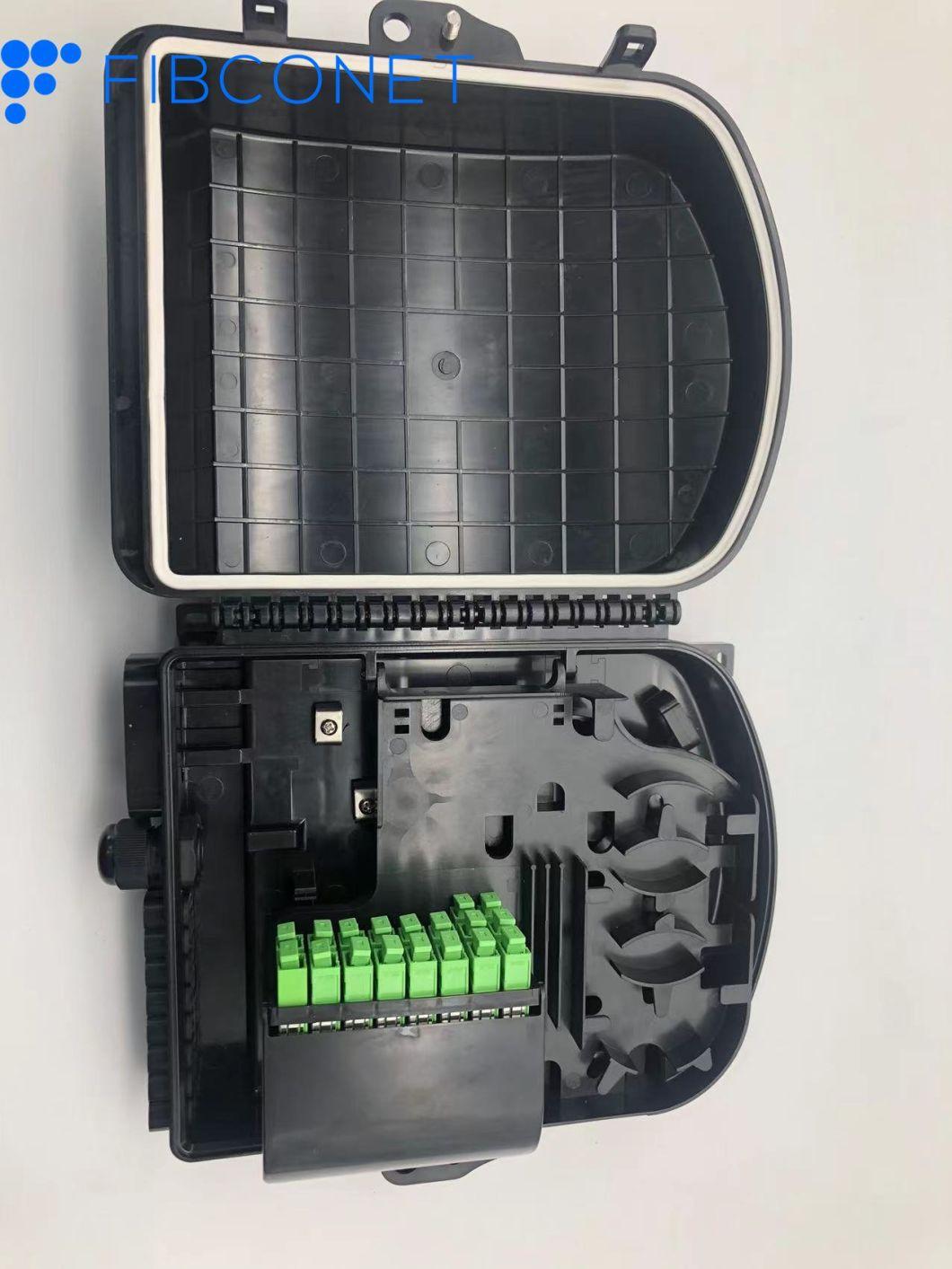 FTTH Fiber Optic Distribution Box 1in/16 Cores Black PLC Splitter Terminal Box