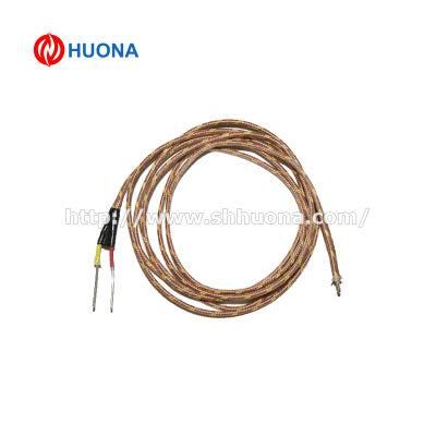 Red and Yellow Insulated Thermocouple Wire with Brown Jacket and Yellow Trace