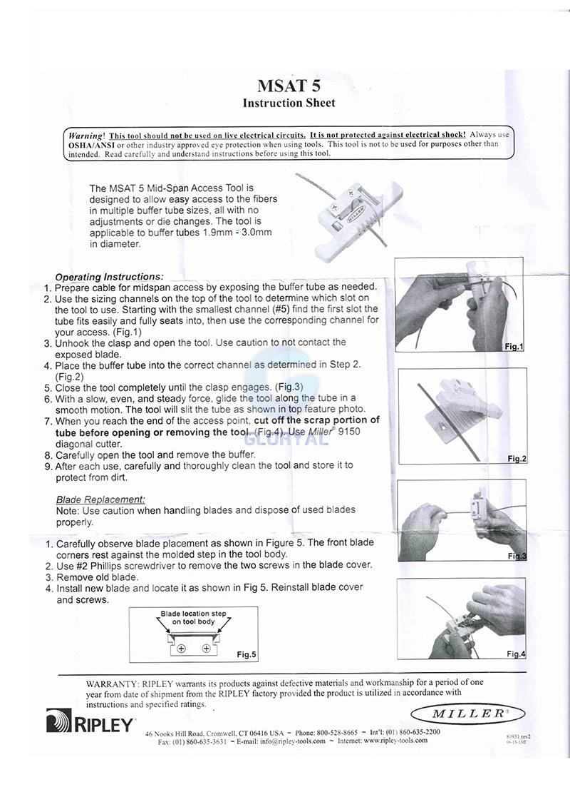 Msat 5 FTTH Fiber Optic MID-Span Access Tool Cable Slitter