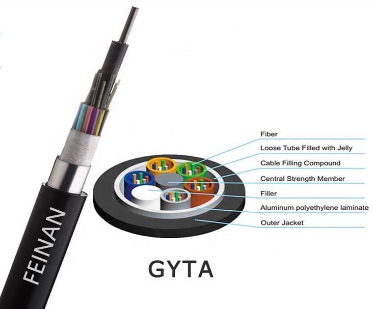 Rmoured 48 Fiber Cable Single Mode G652D Outdoor GYTA for Communication Purpose
