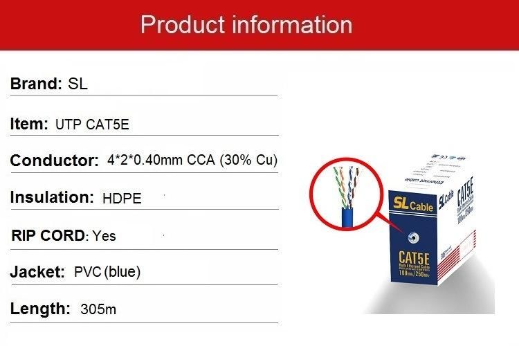 SL UTP Cat5e LAN Cable 305m Blue for Indoor Networking