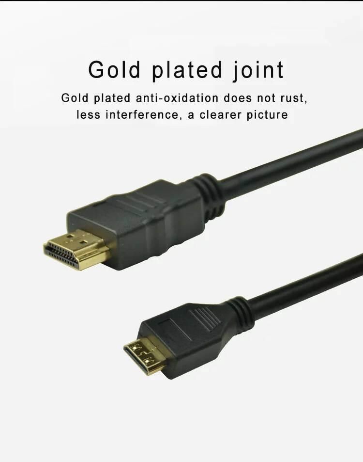High Speed Gold Plated Camera Mini HDMI Male to HDMI Male Cable 1.4 Version 1080P 3D