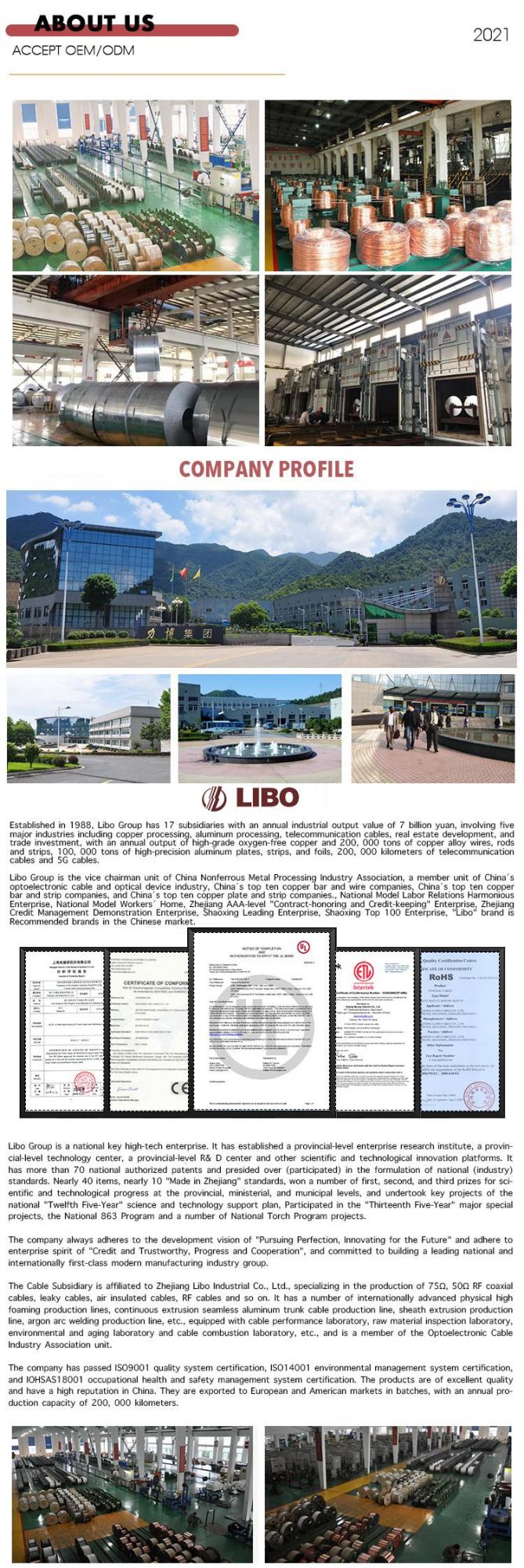 30 Year Experenice of China Manufacture for Trunk Cable