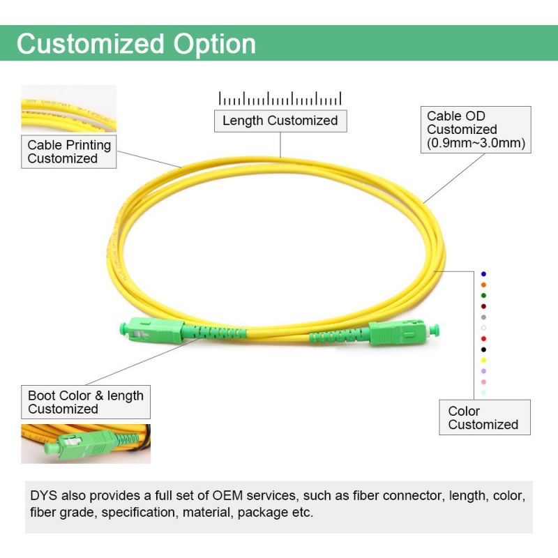 Blue, Green, Grey or Others G652D Fiber Optic Patch Cord