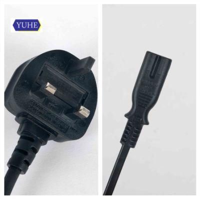 RoHS 2 Lead England Ireland Plastic Pin Plug PVC IEC C7 Connector Pure Copper Cable